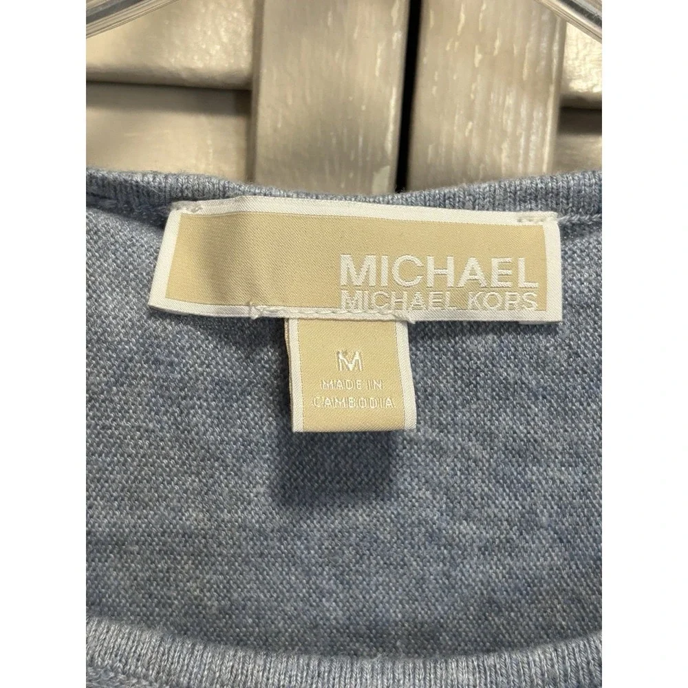 Michael Kors Knit‎ Tunic Sweater Long Sleeve Size M Round Neck Blue
